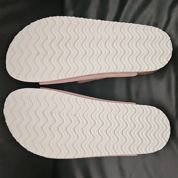 Time & Tru Randi Neutral Blush Suede Slide Sandals with Buckles Sz 8US New - Picture 7 of 8